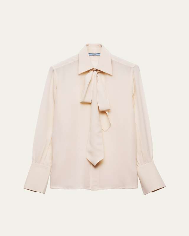 Old Marocain Neck-Tie Silk Blouse